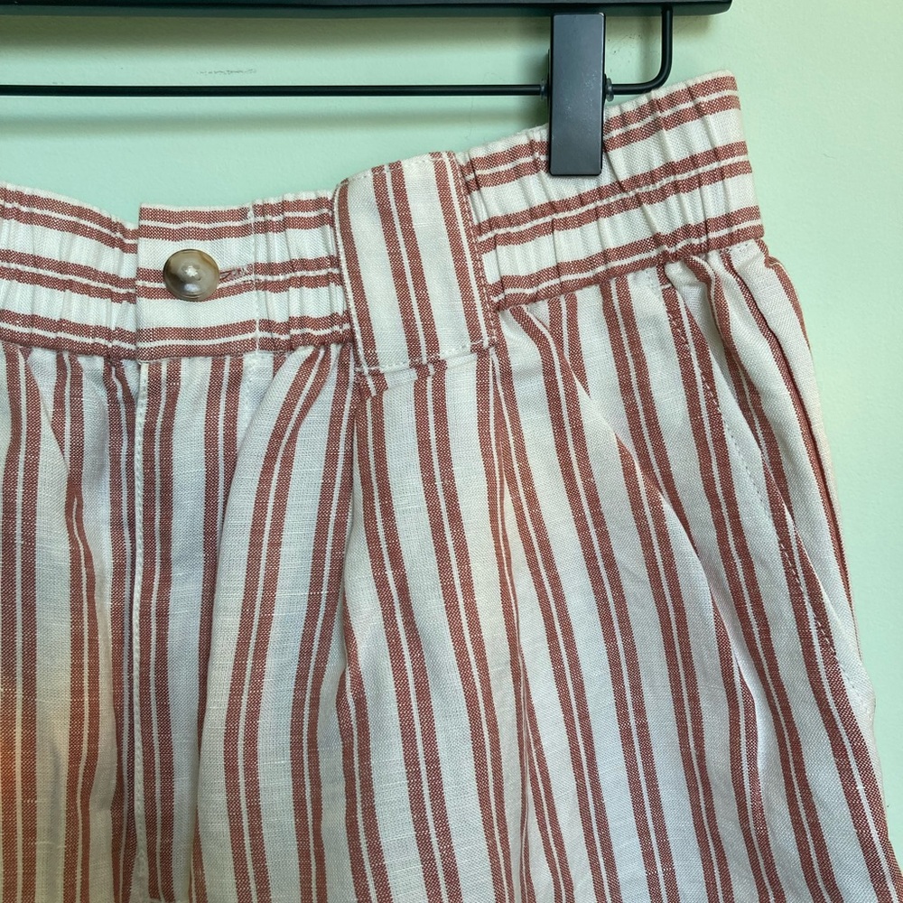 Madewell Linen-Blend Curved-Hem Shorts in Stripe NWT (Size Medium) - Picture 4 of 6